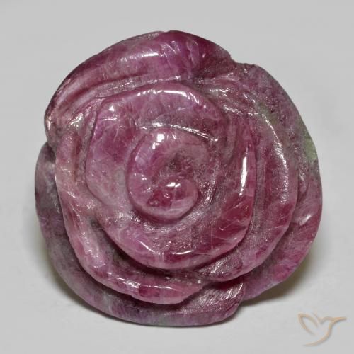 29.99ct Naturel Violet rougeâtre Rubis-Zoisite, Taille Fleur, Opaque