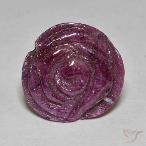 13.84ct Naturel Rouge framboises Rubis-Zoisite, Taille Fleur, Opaque