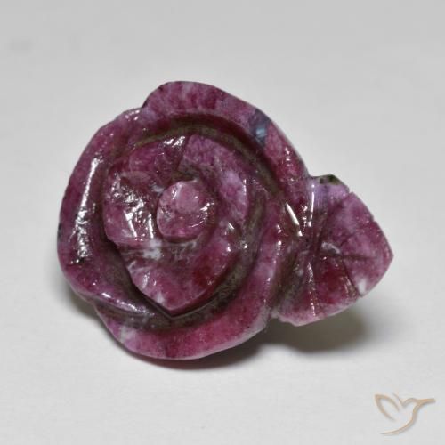 Rubis-Zoisite Rouge foncé naturelle Taille Fleur, 16.10 ct, Opaque
