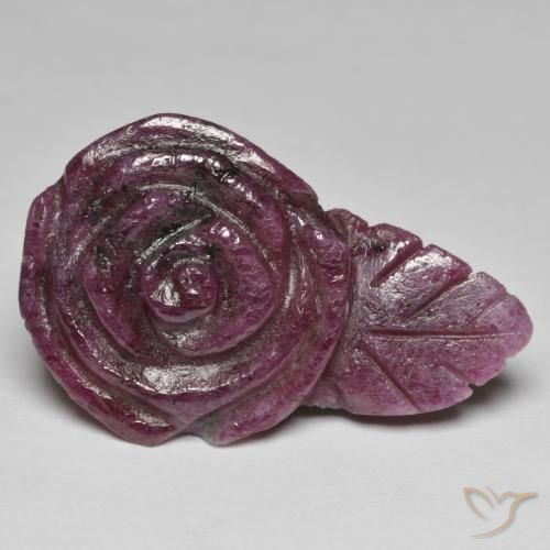 27.03ct Naturel Rouge foncé Rubis-Zoisite, Taille Fleur, Opaque