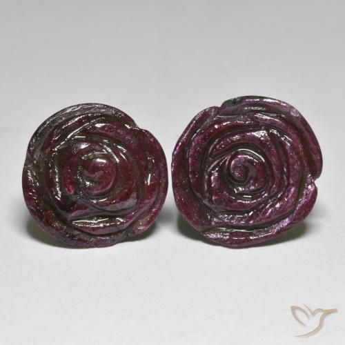26.55ctw Naturel Rouge acajou Rubis-Zoisite, Taille Fleur, Opaque
