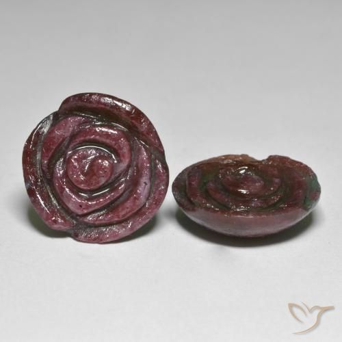 Shop natural 30.21ct Rouge foncé Rubis-Zoisite gems, Taille Fleur, from Tanzanie at GemSelect. In stock, global shipping!