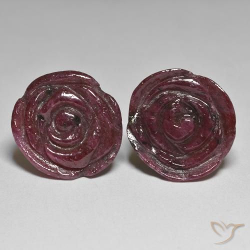 33.71ctw Naturel Rouge acajou Rubis-Zoisite, Taille Fleur, Opaque