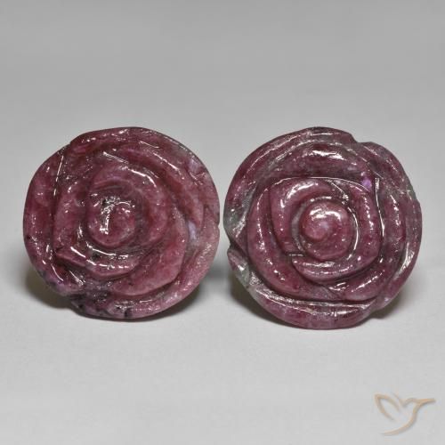 59.96ctw Naturel Multicolore Rubis-Zoisite, Taille Fleur, Opaque