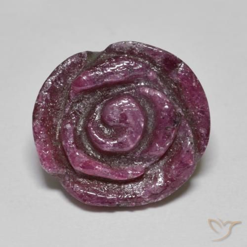 15.85ct Naturel Pourpre moyen-foncé Rubis-Zoisite, Taille Fleur, Opaque