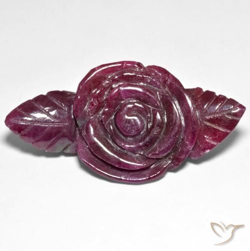 73.22ct Naturel Vin rouge Rubis-Zoisite, Taille Fleur, Opaque
