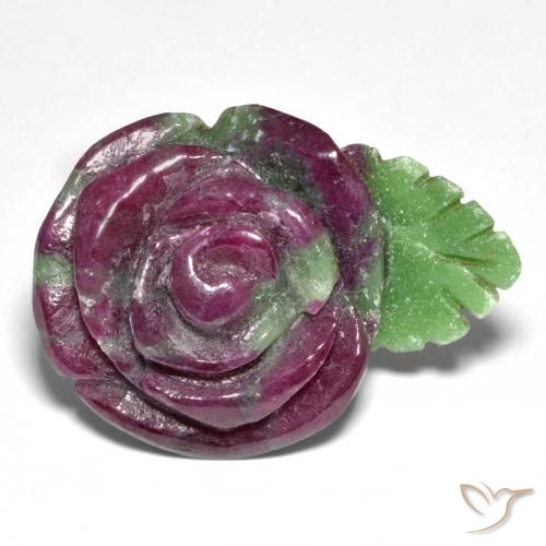 Rubis zoïsite multicolore naturelle taille fleur, 44,29 ct, opaque