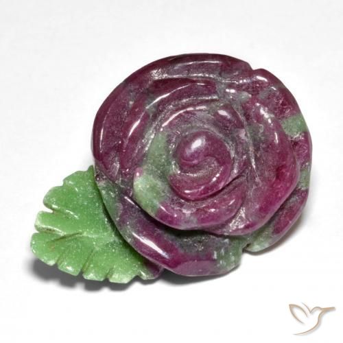 Rubis zoïsite multicolore naturelle taille fleur, 44,29 ct, opaque