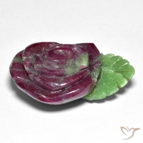 Rubis zoïsite multicolore naturelle taille fleur, 44,29 ct, opaque