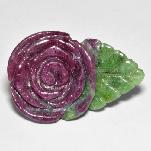 Rubis zoïsite multicolore naturelle taille fleur, 37,58 ct, opaque