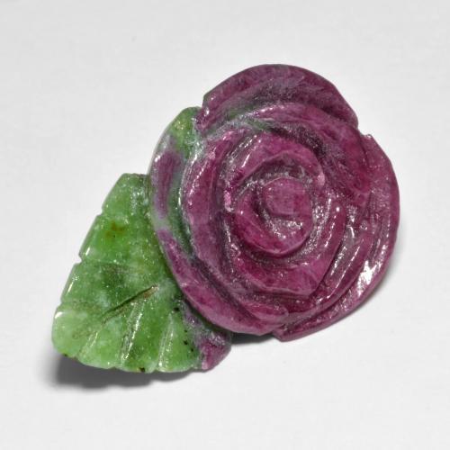 Rubis zoïsite multicolore naturelle taille fleur, 37,58 ct, opaque