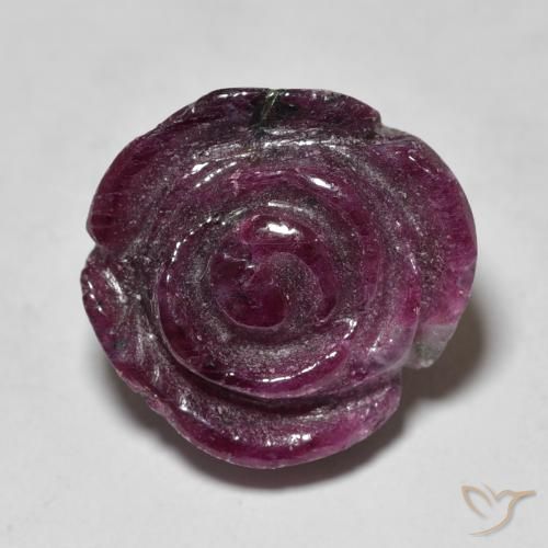 23.09ct Naturel Rose magenta foncé Rubis-Zoisite, Taille Fleur, Opaque
