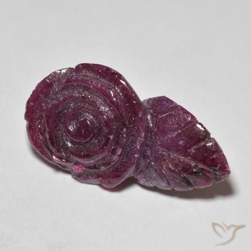 15.93ct Naturel Rose magenta foncé Rubis-Zoisite, Taille Fleur, Opaque