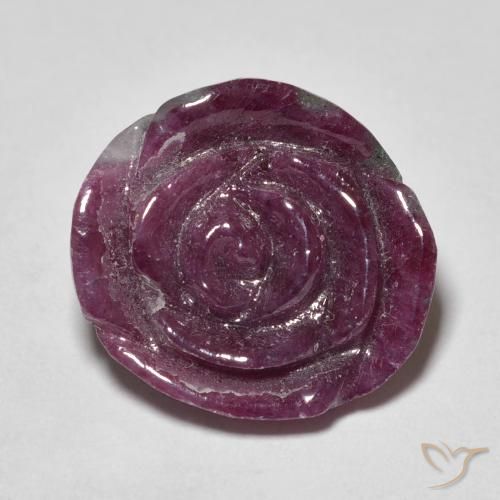 18.16ct Naturel Pourpre foncé Rubis-Zoisite, Taille Fleur, Opaque