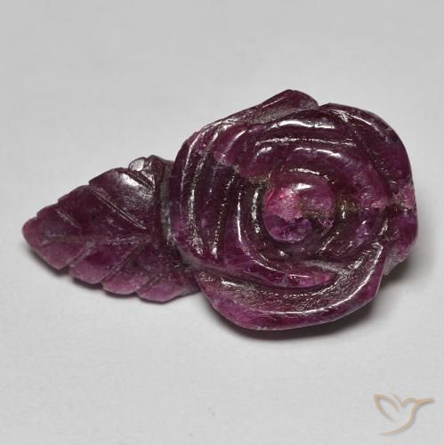 24.39ct Naturel Rouge framboises Rubis-Zoisite, Taille Fleur, Opaque