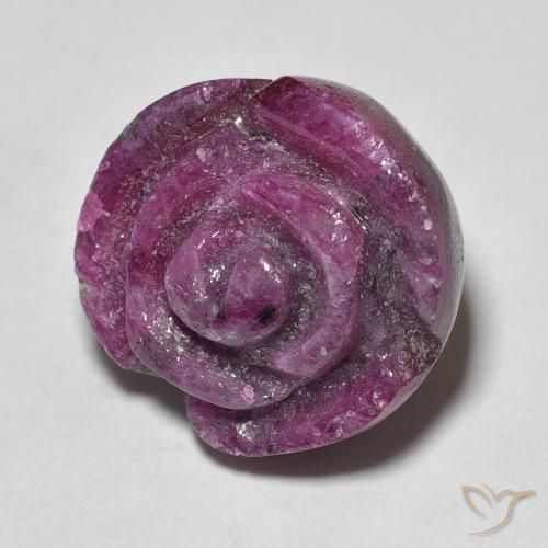 19.58ct Naturel Violet foncé Rubis-Zoisite, Taille Fleur, Opaque