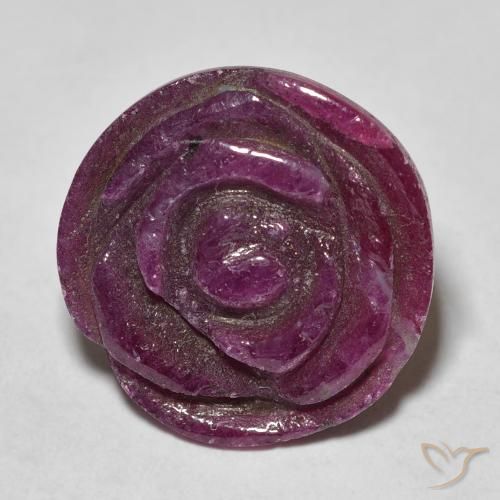 17.44ct Naturel Medium Dark-Purple Rubis-Zoisite, Taille Fleur, Opaque