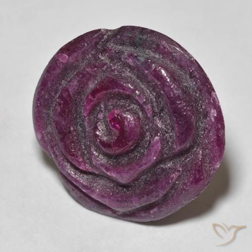 19.54ct Naturel Medium Dark-Purple Rubis-Zoisite, Taille Fleur, Opaque