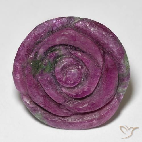 28.73ct Naturel Vin rouge Rubis-Zoisite, Taille Fleur, Opaque