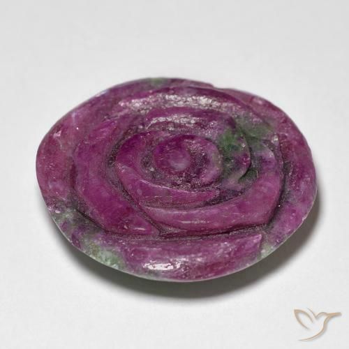 Rubis-Zoisite Vin rouge naturelle Taille Fleur, 28.73 ct, Opaque