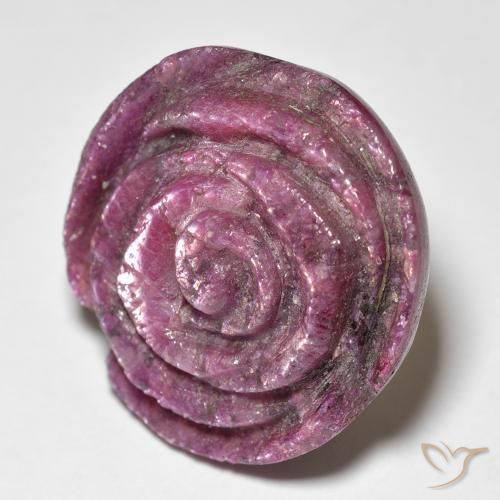 35.76ct Naturel Medium Dark-Purple Rubis-Zoisite, Taille Fleur, Opaque