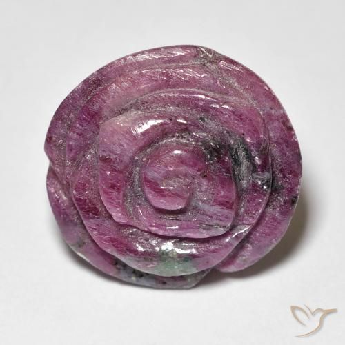 24.87ct Naturel Violet rougeâtre Rubis-Zoisite, Taille Fleur, Opaque