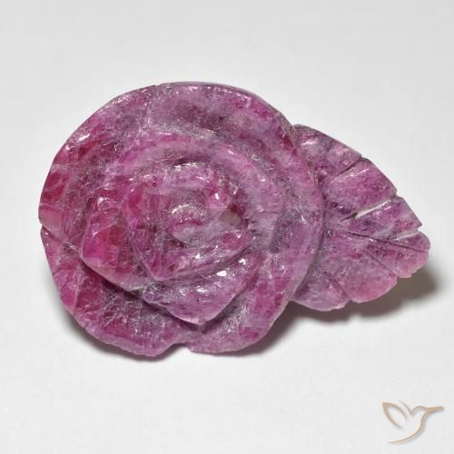 32.56ct Naturel Medium Dark-Purple Rubis-Zoisite, Taille Fleur, Opaque