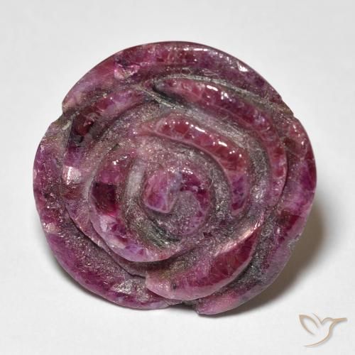 19.73ct Naturel Violet rougeâtre Rubis-Zoisite, Taille Fleur, Opaque