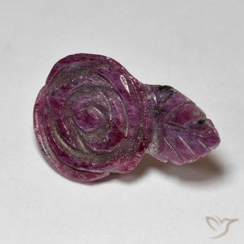 12.01ct Naturel Pourpre foncé Rubis-Zoisite, Taille Fleur, Opaque