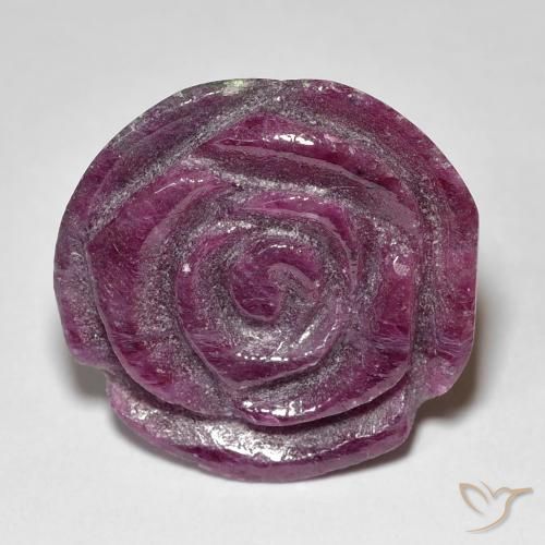 24.97ct Naturel Medium Dark-Purple Rubis-Zoisite, Taille Fleur, Opaque