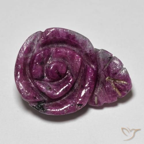 20.09ct Naturel Rouge foncé Rubis-Zoisite, Taille Fleur, Opaque