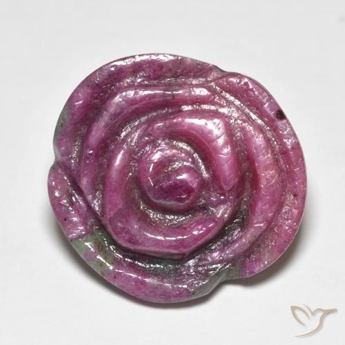 17.57ct Naturel Pourpre moyen Rubis-Zoisite, Taille Fleur, Opaque
