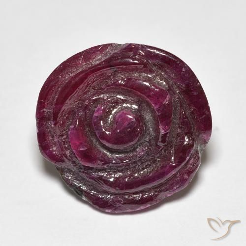 16.77ct Naturel Medium Dark-Purple Rubis-Zoisite, Taille Fleur, Opaque