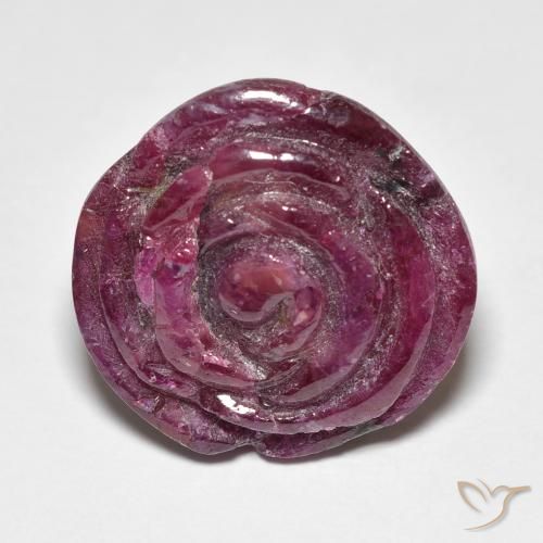 23.98ct Naturel Medium Dark-Purple Rubis-Zoisite, Taille Fleur, Opaque