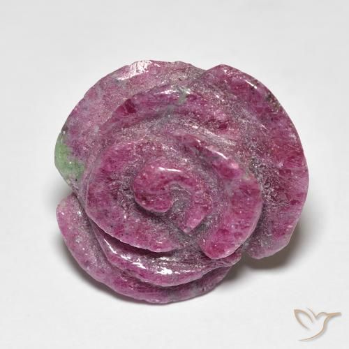 19.49ct Naturel Violet rougeâtre Rubis-Zoisite, Taille Fleur, Opaque