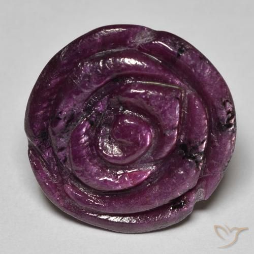 25.68ct Naturel Pourpre prune Rubis-Zoisite, Taille Fleur, Opaque