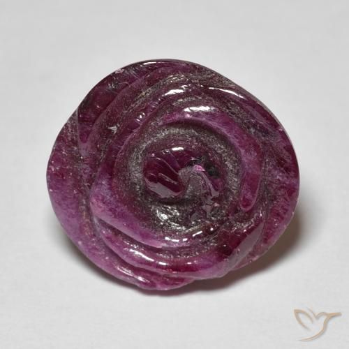 10.16ct Naturel Medium Dark-Purple Rubis-Zoisite, Taille Fleur, Opaque