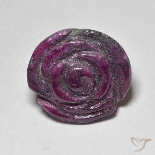 19.53ct Naturel Pourpre moyen Rubis-Zoisite, Taille Fleur, Opaque