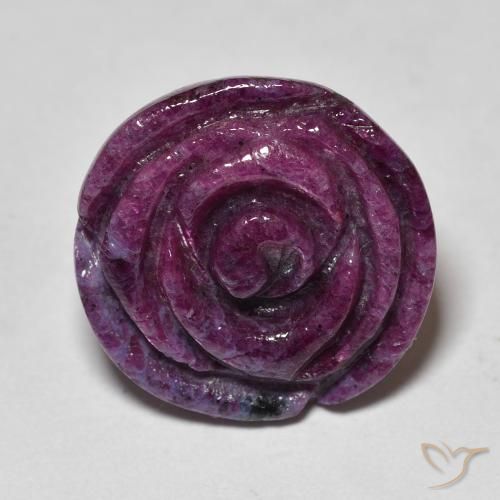 24.94ct Naturel Violet foncé Rubis-Zoisite, Taille Fleur, Opaque