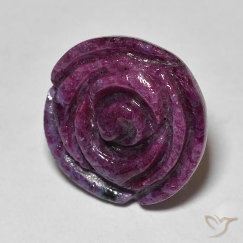 Rubis-Zoisite Violet foncé naturelle Taille Fleur, 24.94 ct, Opaque