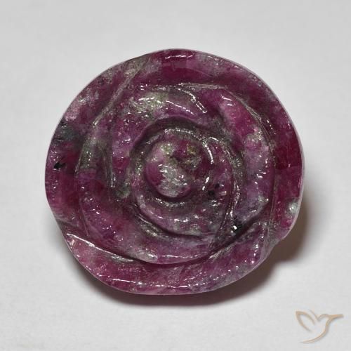 23.60ct Naturel Pourpre prune Rubis-Zoisite, Taille Fleur, Opaque