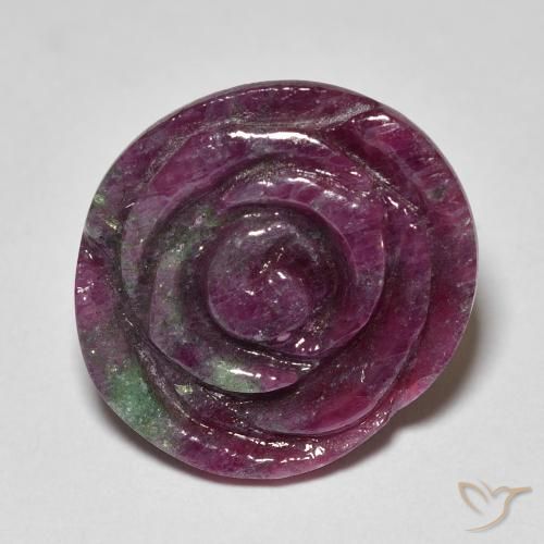 19.70ct Naturel Multicolore Rubis-Zoisite, Taille Fleur, Opaque