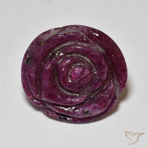 17.50ct Naturel Rouge framboises Rubis-Zoisite, Taille Fleur, Opaque