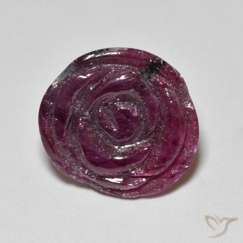 13.99ct Naturel Rouge framboises Rubis-Zoisite, Taille Fleur, Opaque