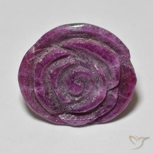 14.07ct Naturel Medium Dark-Purple Rubis-Zoisite, Taille Fleur, Opaque