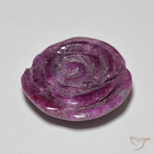 Rubis-Zoisite Medium Dark-Purple naturelle Taille Fleur, 14.07 ct, Opaque