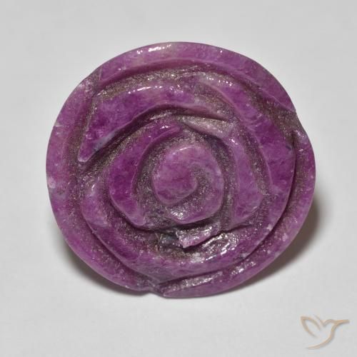 14.36ct Naturel Medium Dark-Purple Rubis-Zoisite, Taille Fleur, Opaque