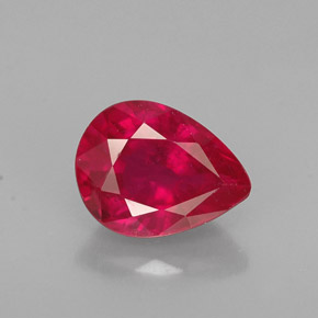 Rubis rouge naturelle en forme de poire, 1,43 ct, VS-SI
