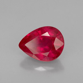 Rubis rouge naturelle en forme de poire, 1,43 ct, VS-SI