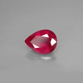 Rubis rouge naturelle en forme de poire, 1,49 ct, VS-SI